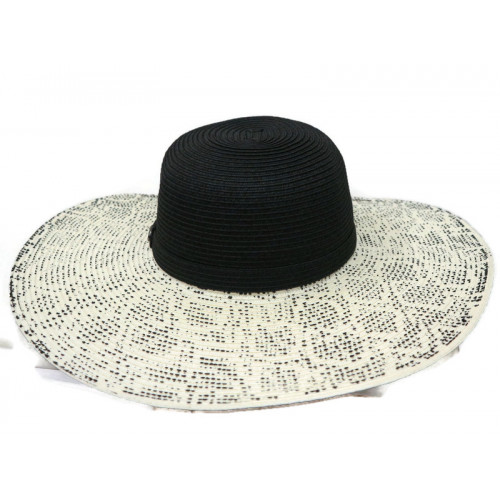 Γυναικείο Ψάθινο Καπέλο Μπεζ - Μαύρο 