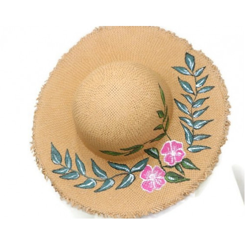 Γυναικείο ψάθινο καπέλο- λουλούδια 
