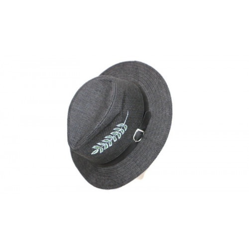 Unisex καπέλο παναμά μαύρο- πράσινο φύλλο